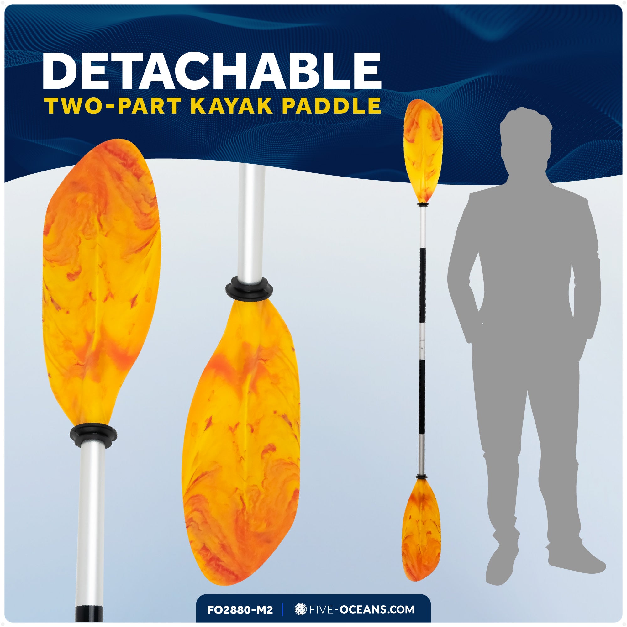 Kayak Paddle, Detachable 84" 2-Pack - FO2880-M2 - Five Oceans