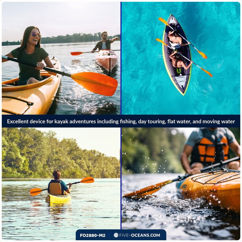 84" Kayak Paddle, Aluminum, Yellow & Orange, Detachable, 2-Pack - FO2880-M2 - Five Oceans