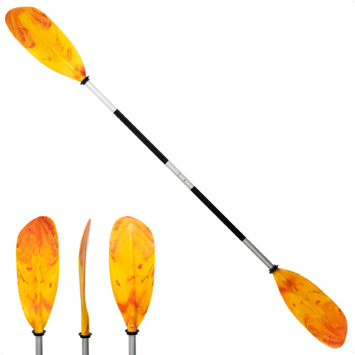 84" Kayak Paddle, Aluminum, Yellow & Orange, Detachable - FO2880 - Five Oceans