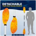 84" Kayak Paddle, Aluminum, Yellow & Orange, Detachable - FO2880 - Five Oceans