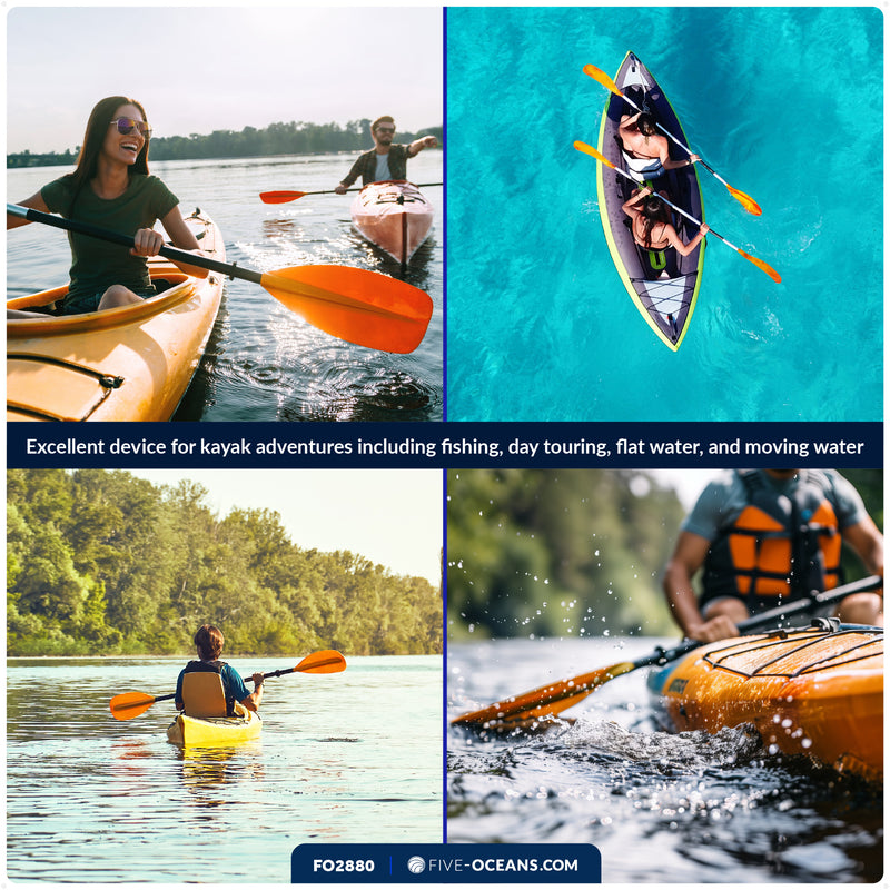 84" Kayak Paddle, Aluminum, Yellow & Orange, Detachable - FO2880 - Five Oceans