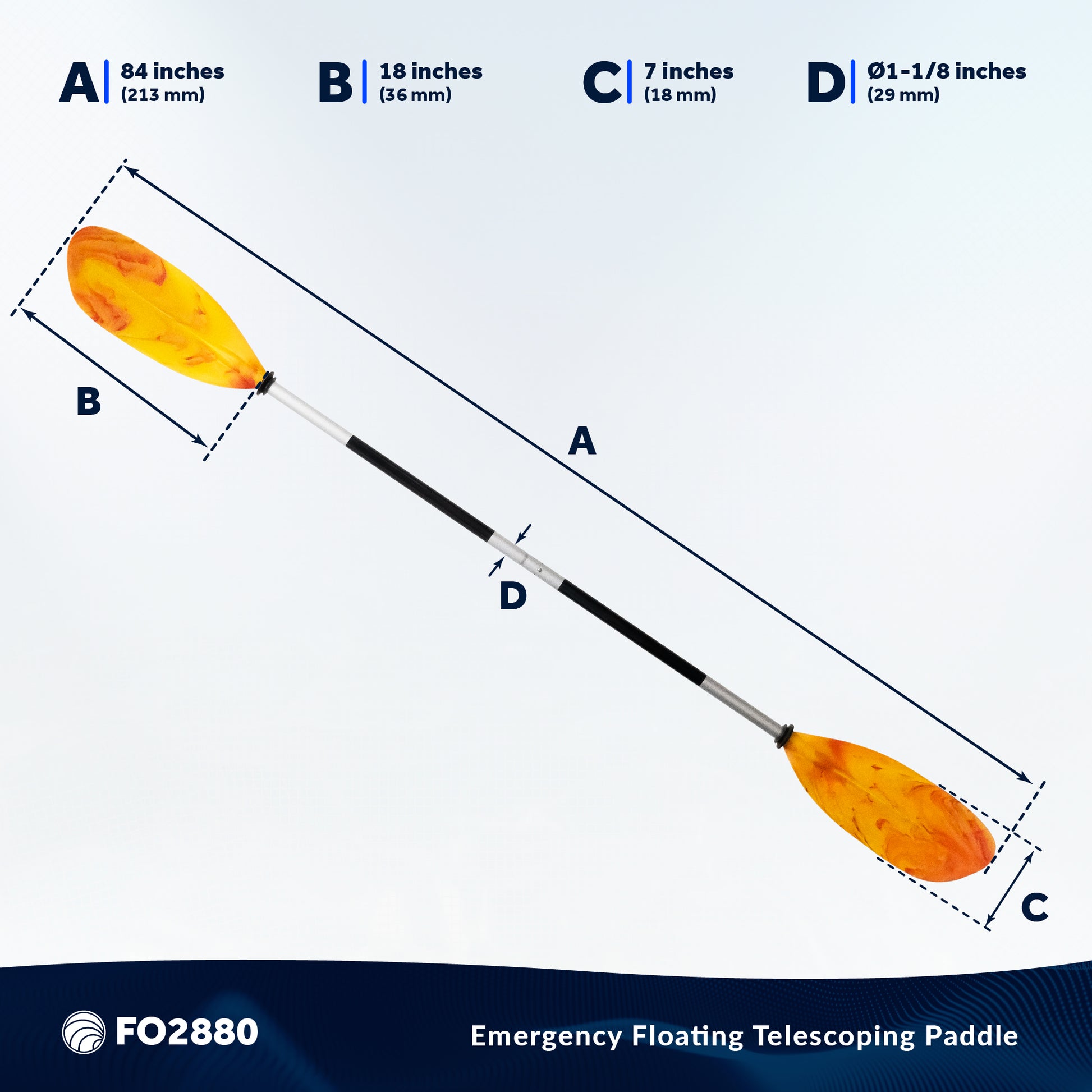 Kayak Paddle, Detachable 84" - FO2880 - Five Oceans
