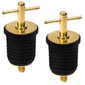 Twist Drain Plug for 1" Transom Hole, Rubber/Brass, 2-Pack - FO2882-M2 - Five Oceans