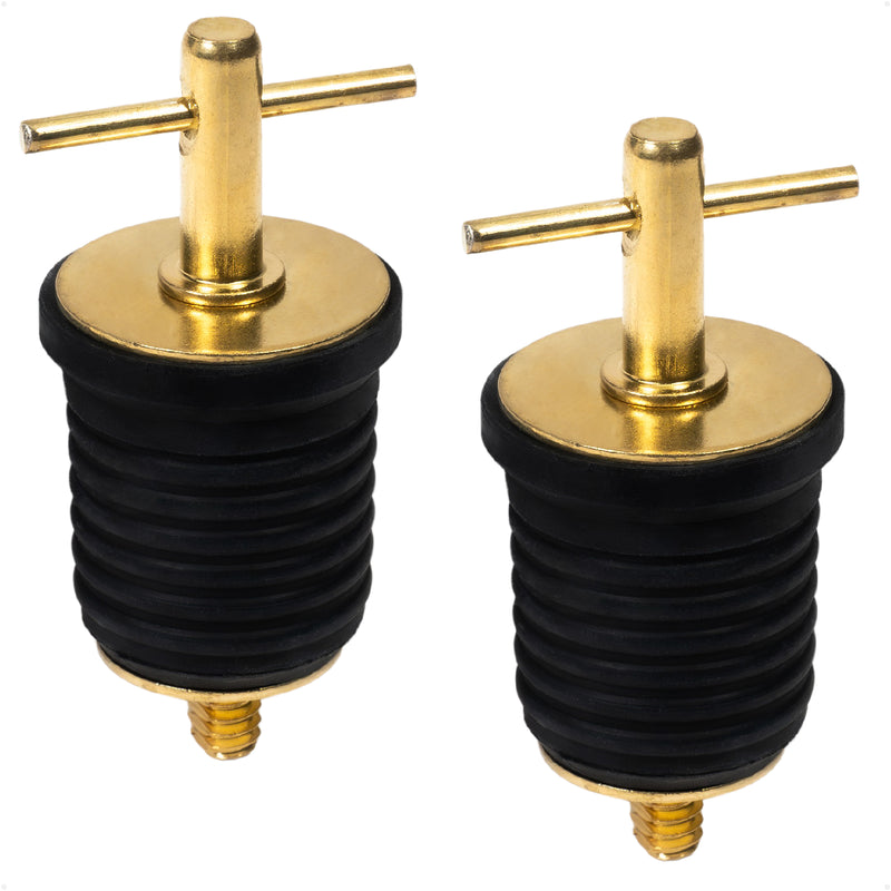 Twist Drain Plug for 1" Transom Hole, Rubber/Brass, 2-Pack - FO2882-M2 - Five Oceans