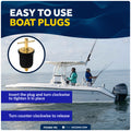 Twist Drain Plug for 1" Transom Hole, Rubber/Brass, 2-Pack - FO2882-M2 - Five Oceans