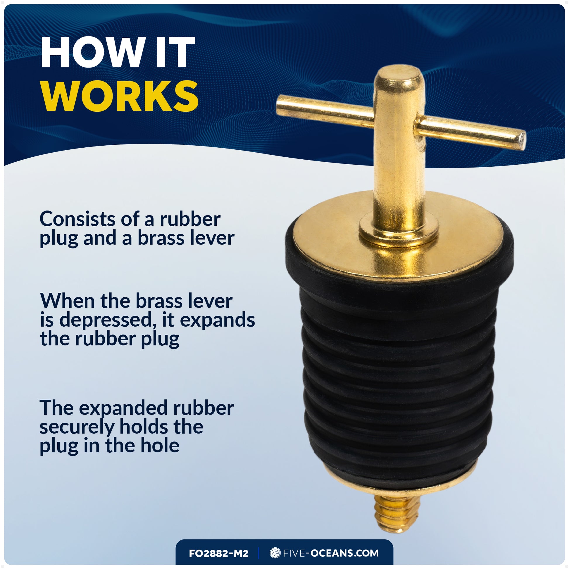 Twist Drain Plug for 1" Diameter Drains, 2-Pack - FO2882-M2 - Five Oceans