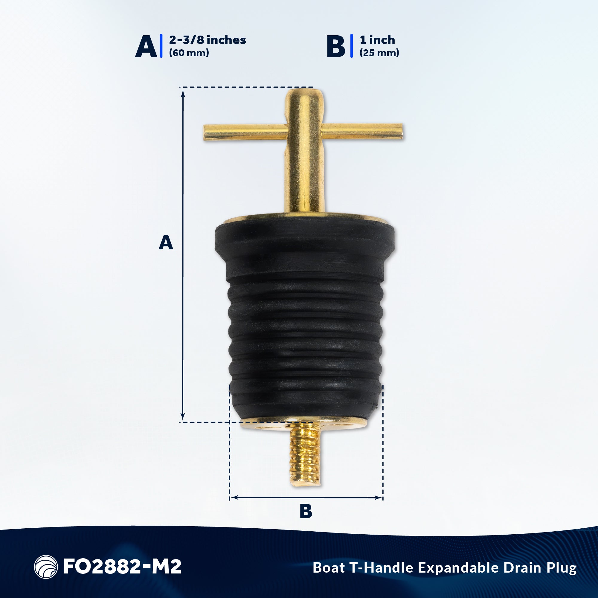 T-Handle Drain Plug for 1" Diameter Drains, 2-Pack - FO2882-M2 - Five Oceans