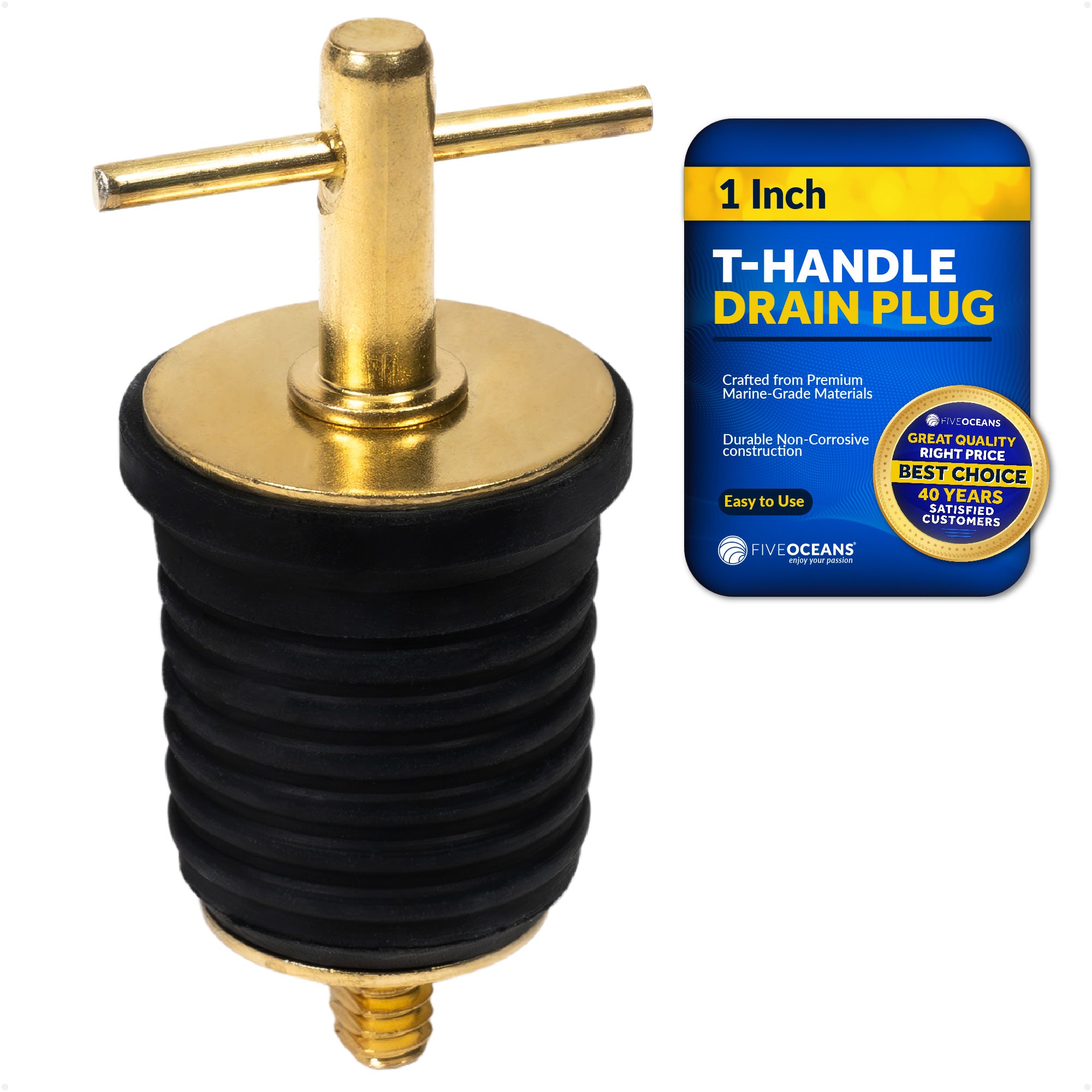 T-Handle Drain Plug for 1" Diameter Drains - FO2882 - Five Oceans