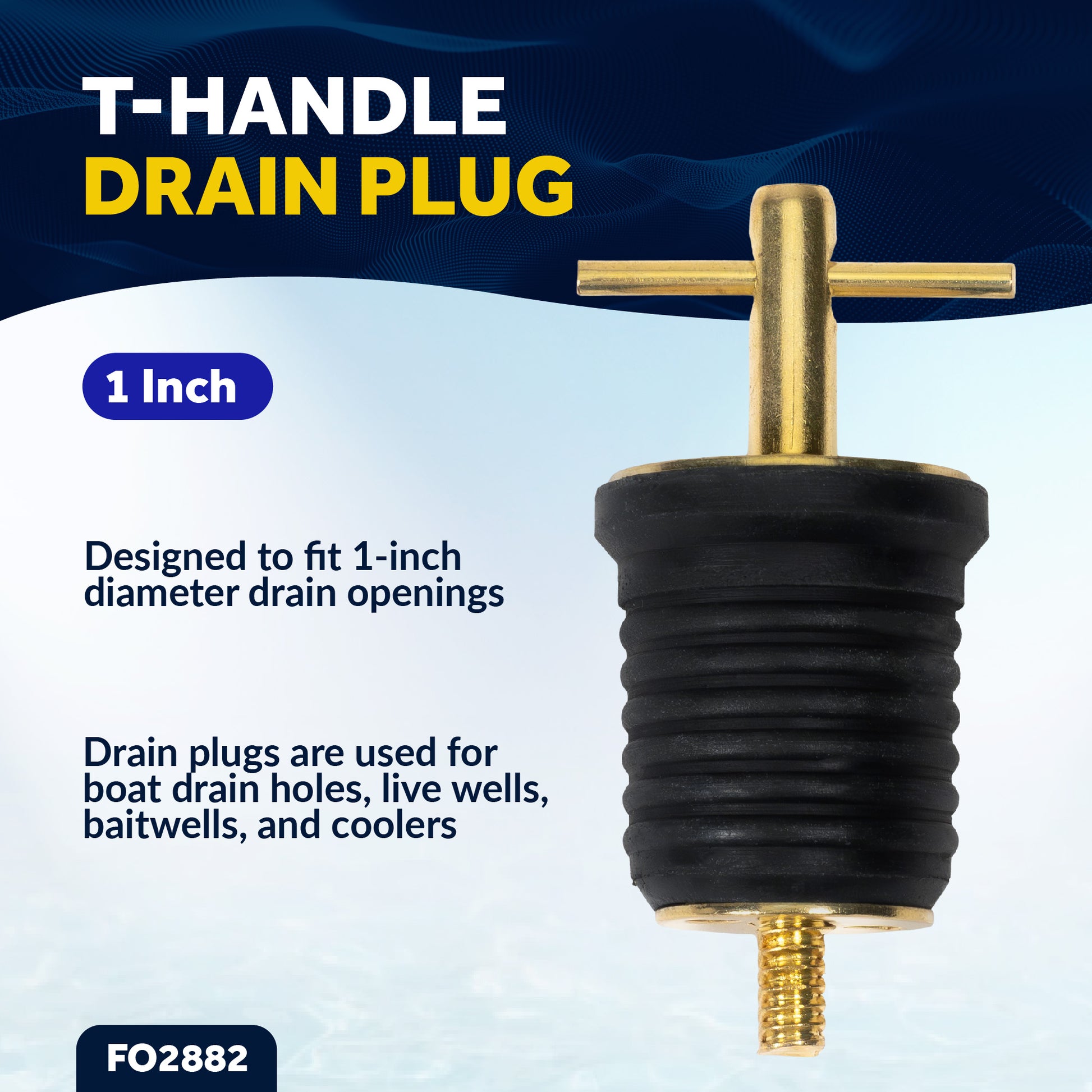 Twist Drain Plug for 1" Diameter Drains - FO2882 - Five Oceans