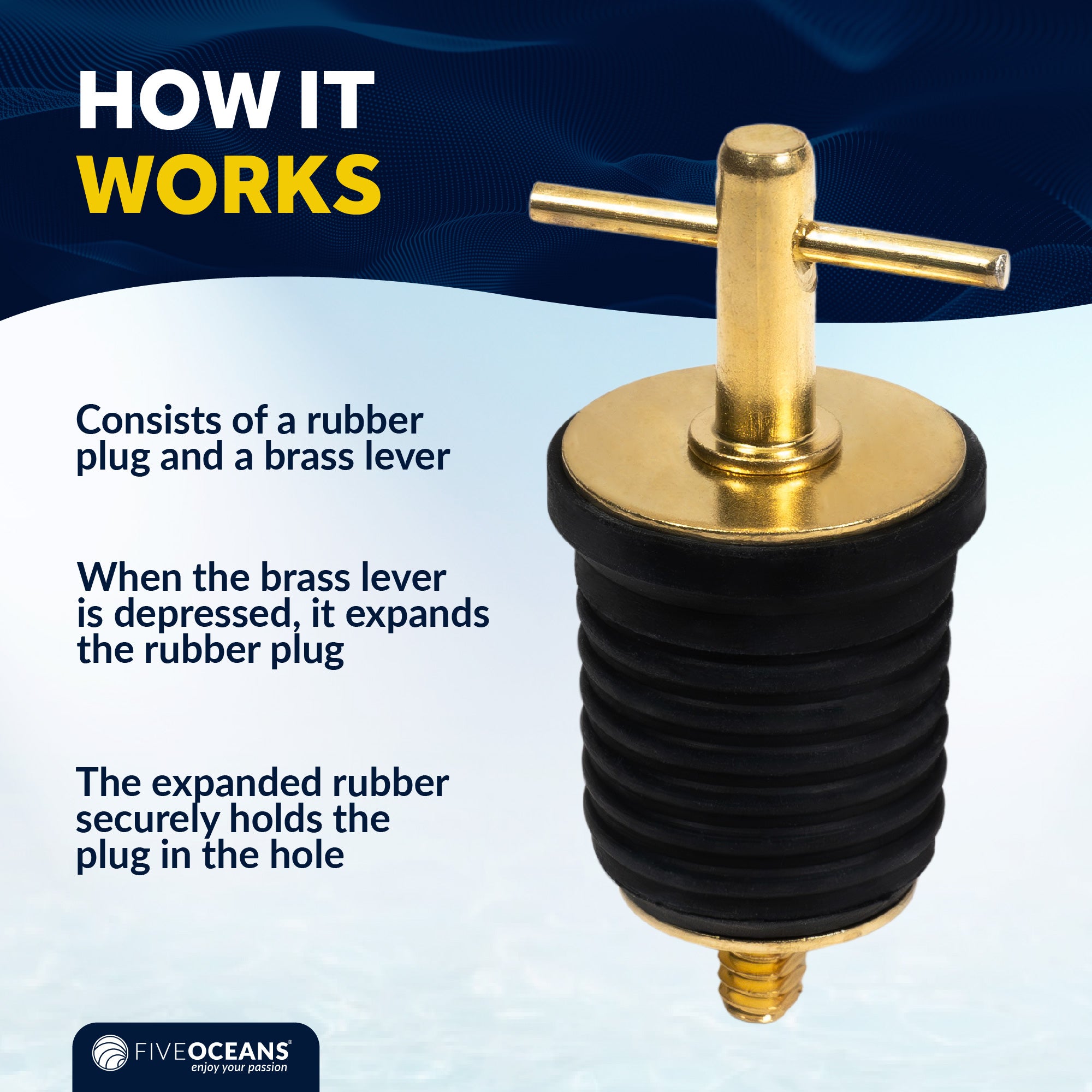 T-Handle Drain Plug for 1" Diameter Drains - FO2882 - Five Oceans