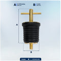 Twist Drain Plug for 1" Transom Hole, Rubber/Brass - FO2882 - Five Oceans