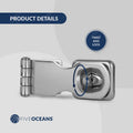 Door Lock Hasp Latch, AISI 316 Stainless Steel, 2-Pack - FO2883-M2 - Five Oceans