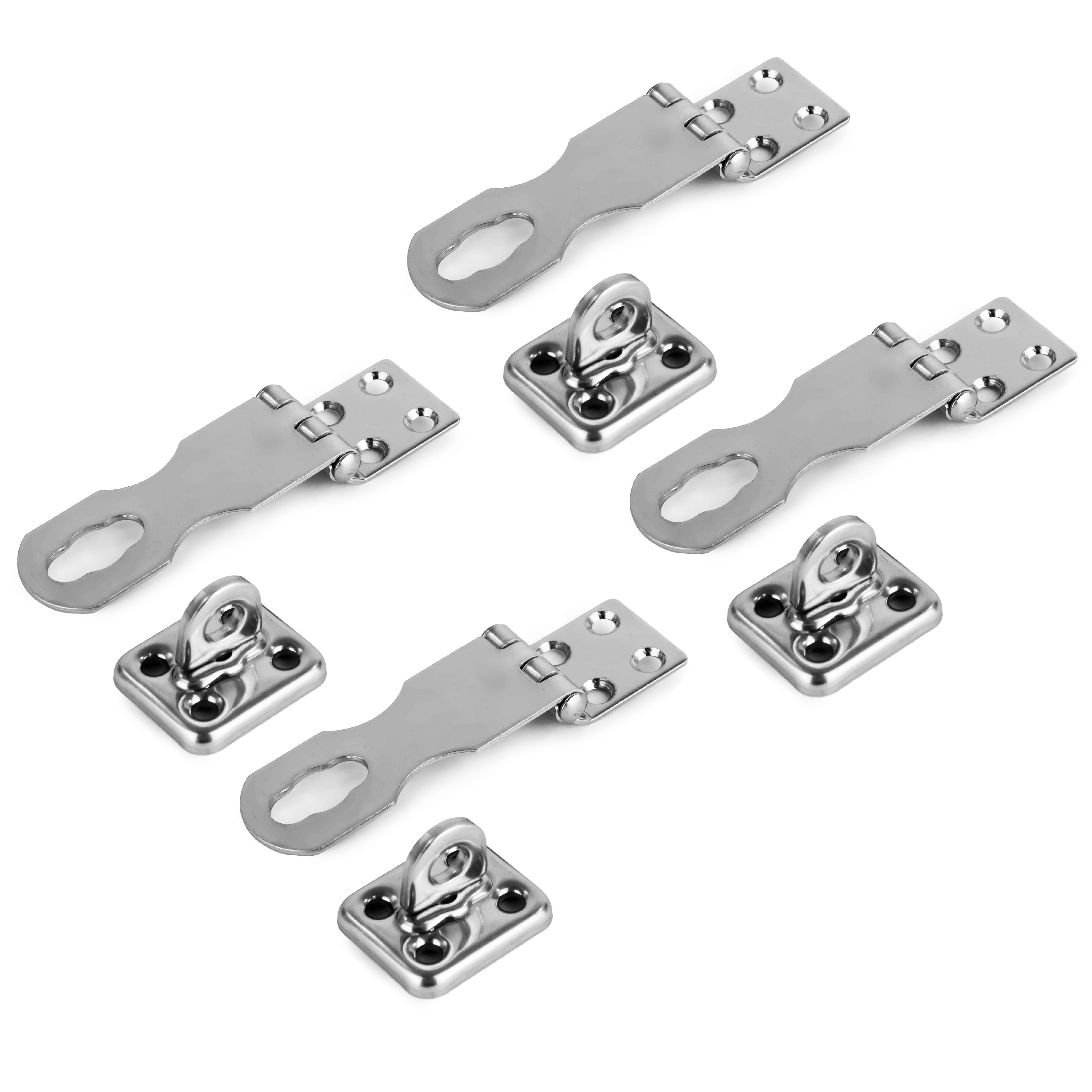 Door Lock Hasp Latch, AISI 316 Stainless Steel, 4-Pack - FO2883-M4 - Five Oceans