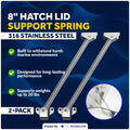8" Hatch Lid Support Spring, Stainless Steel, 2-Pack - FO2884-M2 - Five Oceans