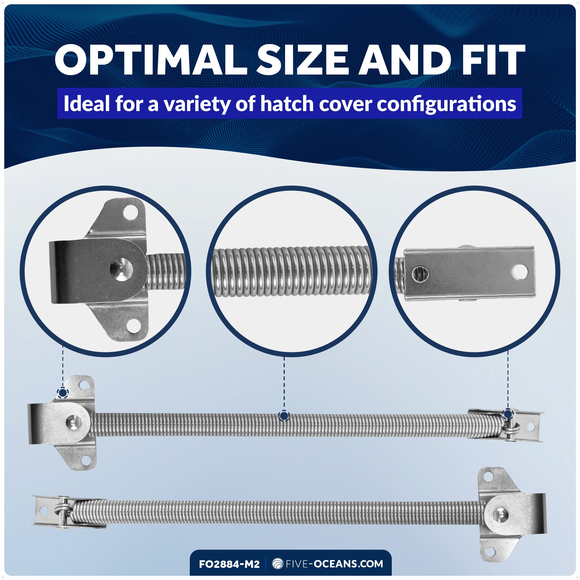 8" Hatch Lid Support Spring, Stainless Steel, 2-Pack - FO2884-M2