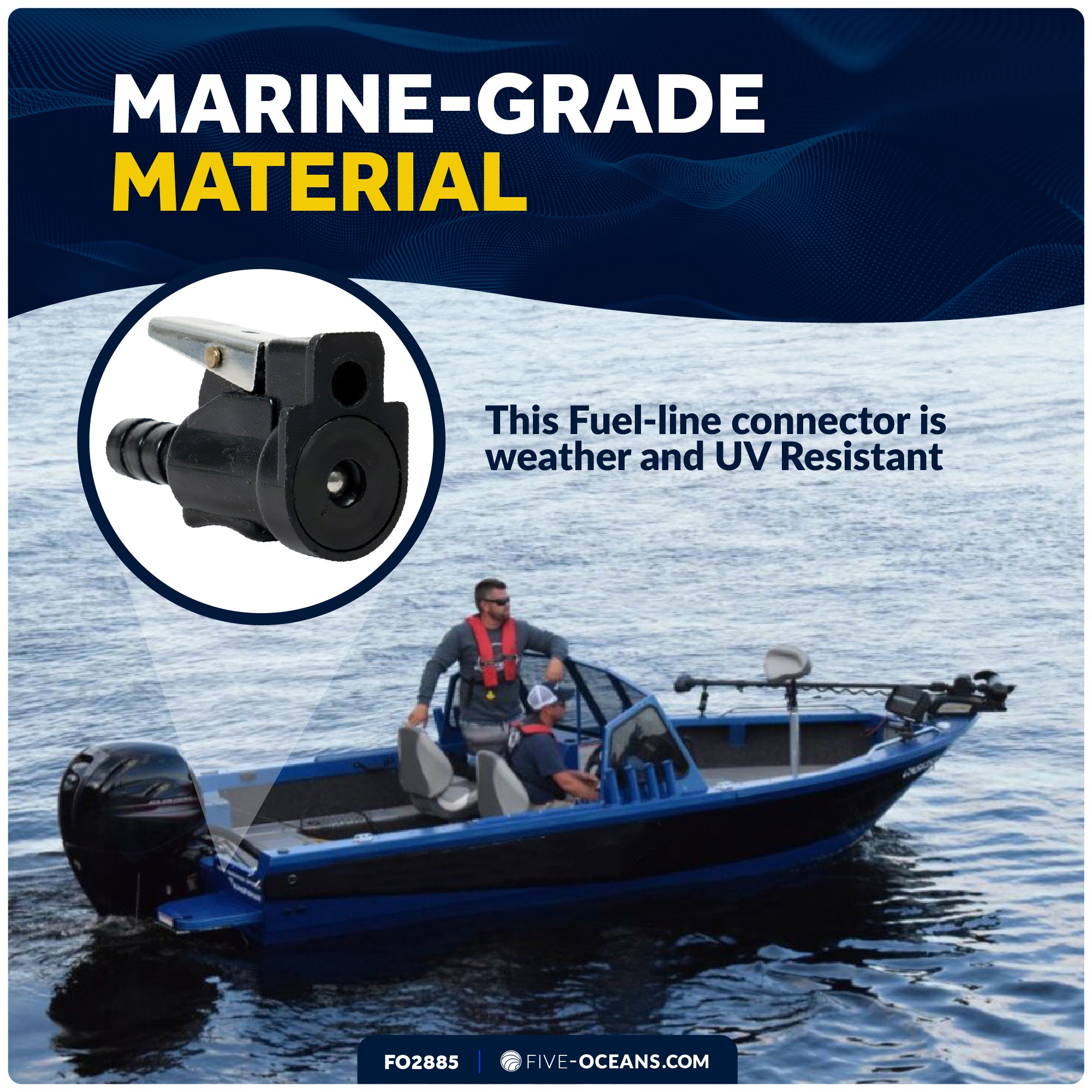 5/16" Barb Female Fuel Line Quick Connector for OMC/Johnson/Evinrude (Fitting Engine End & Fitting Tank End) - FO2885 - Five Oceans