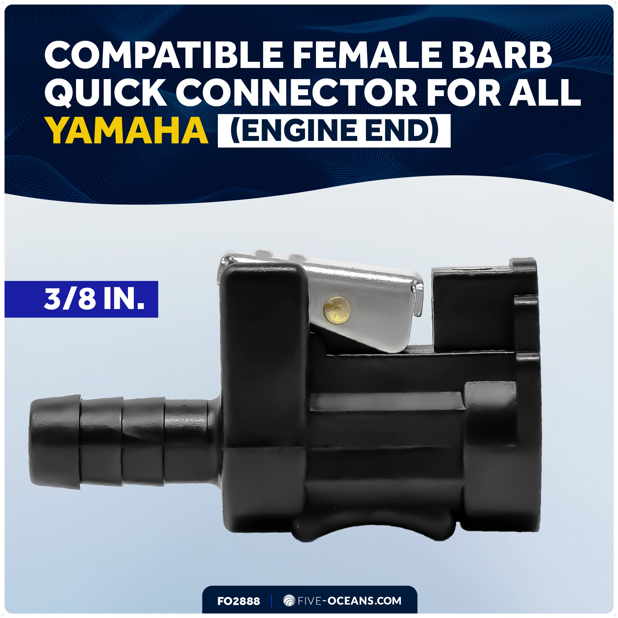 Yamaha 3/8" Barb Female Fuel Line Connector, Fits Engine End and Tank End Male Fitting  - FO2888 - Five Oceans