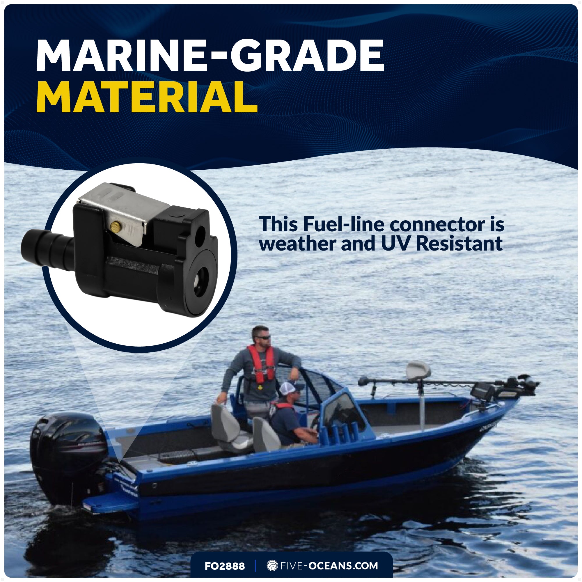 Yamaha 3/8" Barb Female Fuel Line Connector, Fits Engine End and Tank End Male Fitting  - FO2888 - Five Oceans