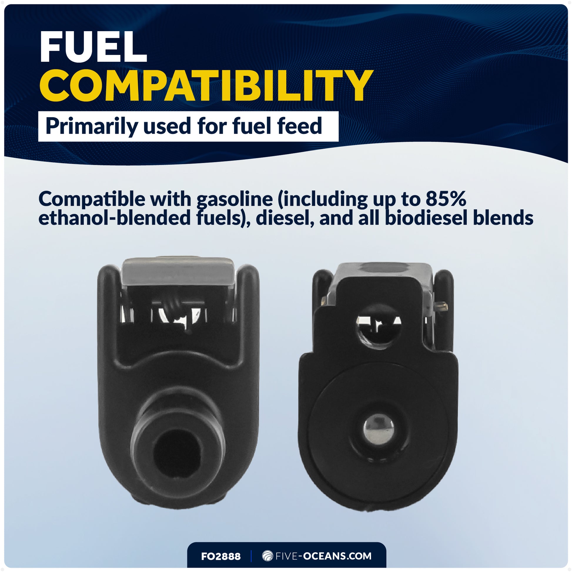 Yamaha 3/8" Barb Female Fuel Line Connector, Fits Engine End and Tank End Male Fitting  - FO2888 - Five Oceans