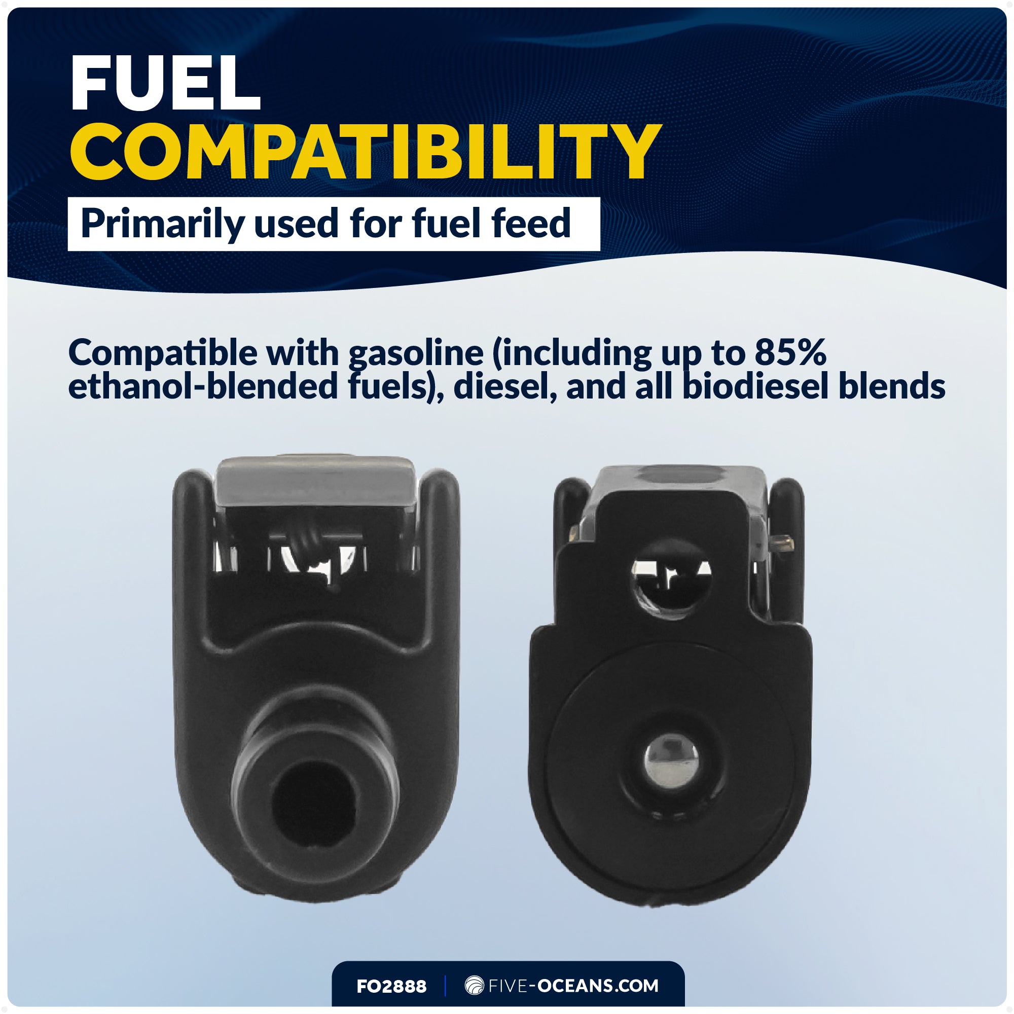 Yamaha 3/8" Barb Female Fuel Line Connector, Fits Engine End and Tank End Male Fitting  - FO2888 - Five Oceans