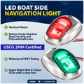 LED Navigation Side Lights - Vertical Mount, 12V - USCG 2NM Certified