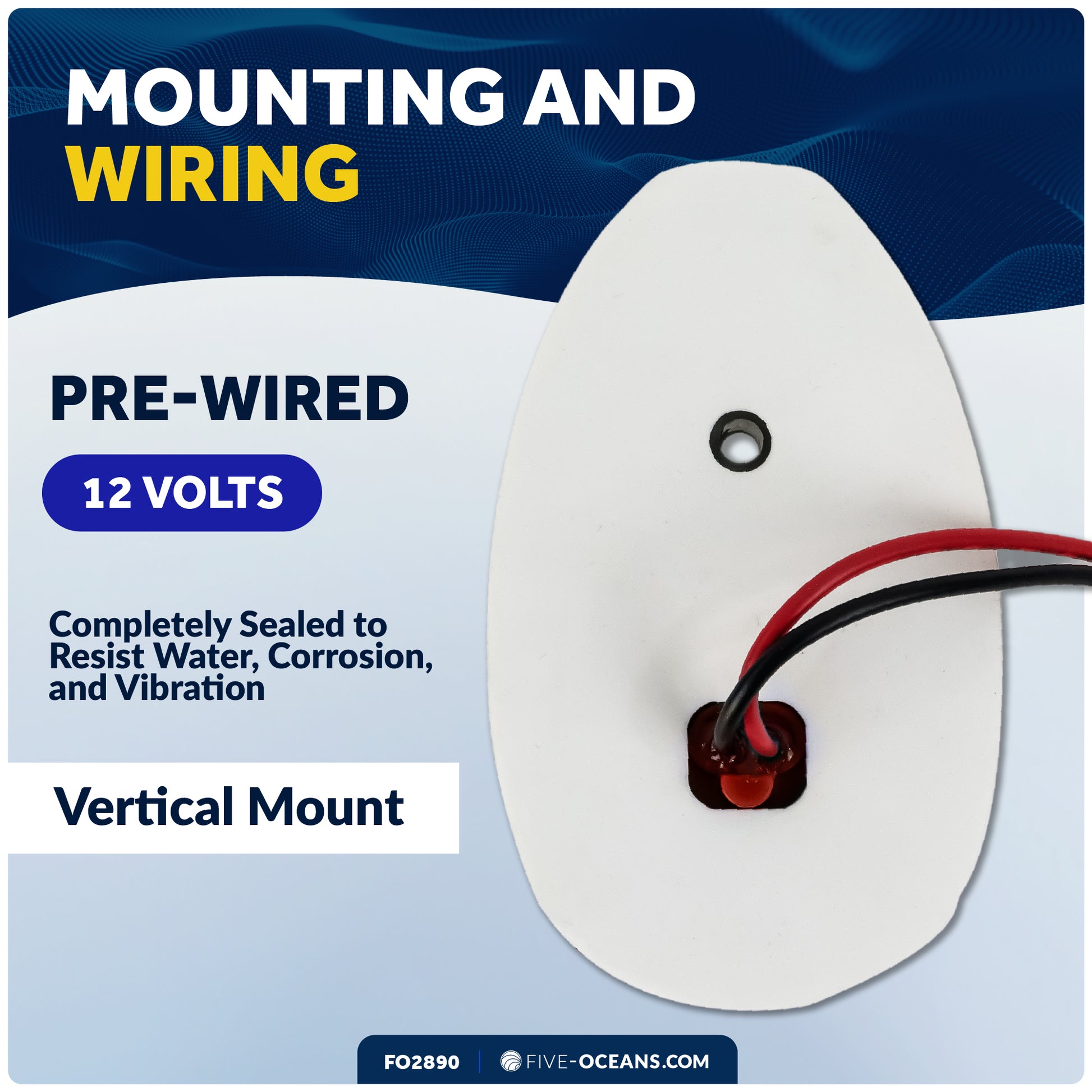 LED Navigation Side Lights - Vertical Mount, 12V - USCG 2NM Certified - FO2890 - Five Oceans