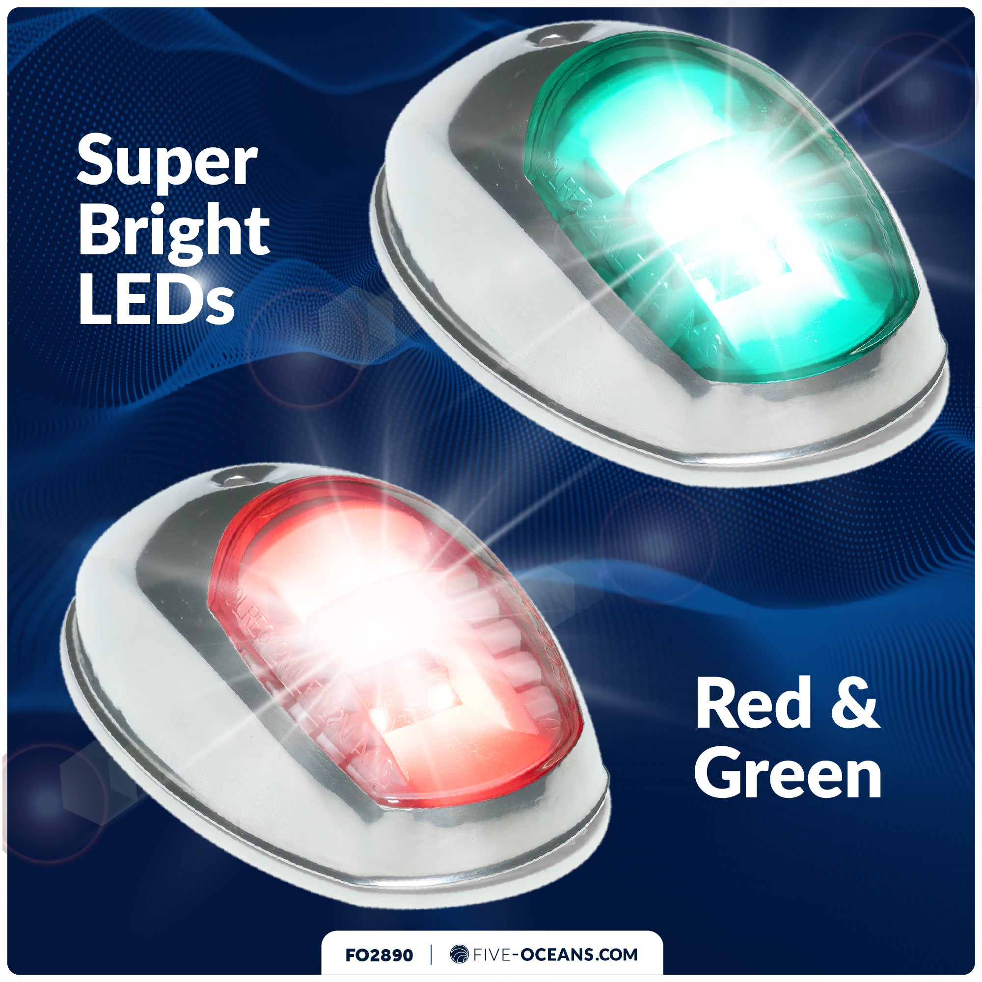 LED Navigation Side Lights - Vertical Mount, 12V - USCG 2NM Certified - FO2890 - Five Oceans