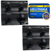 3 Gang Toggle Switch Panel with Power Socket, 12-24 Volts - 2-Pack - FO2892-M2 - Five Oceans