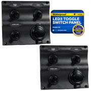 3 Gang Toggle Switch Panel with Power Socket, 12-24 Volts - 2-Pack - FO2892-M2 - Five Oceans