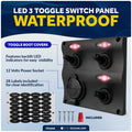 3 Gang Toggle Switch Panel with Power Socket, Waterproof, 12-24V - FO2892 - Five Oceans