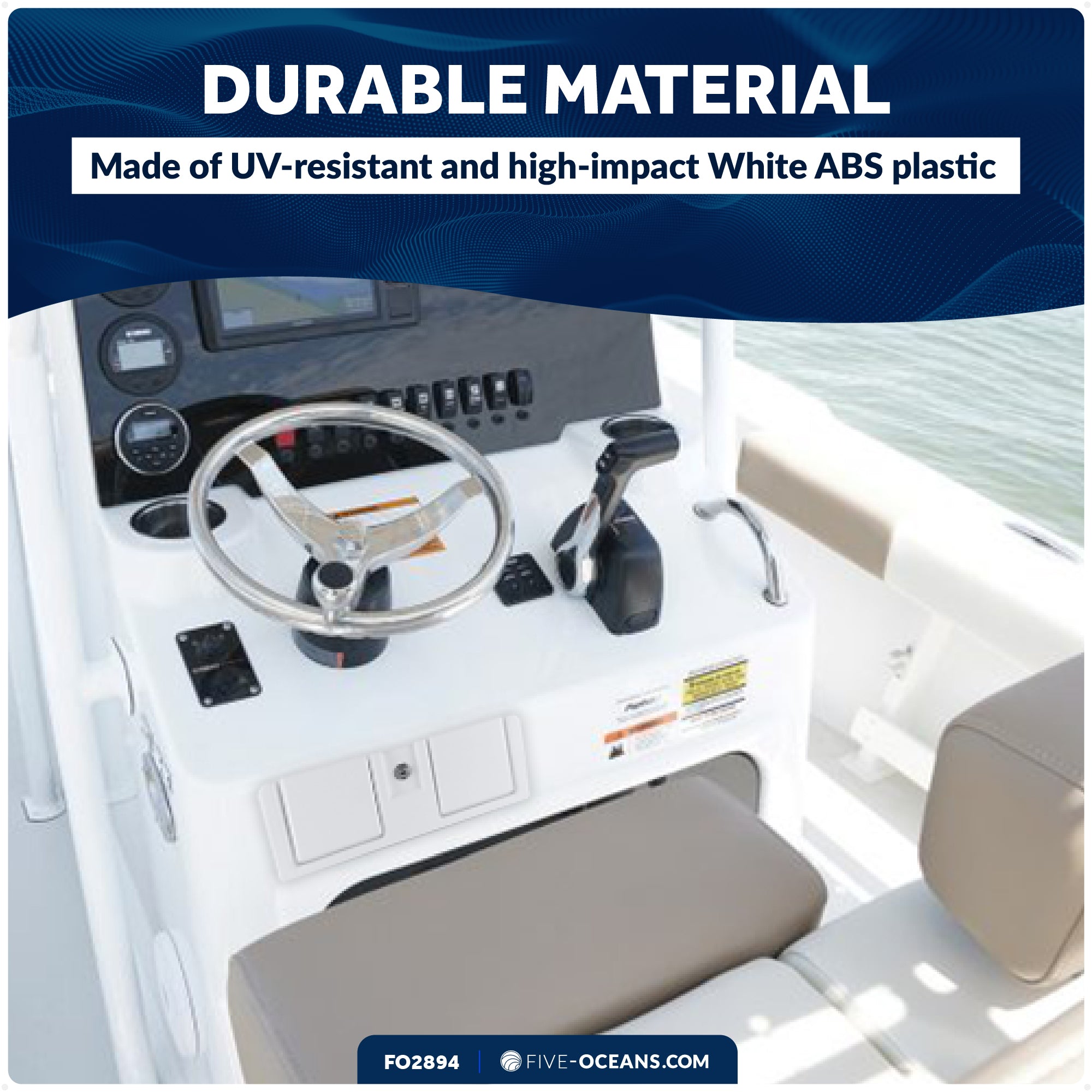 Glove Box, Lockable with 2 Keys, White - FO2894 - Five Oceans