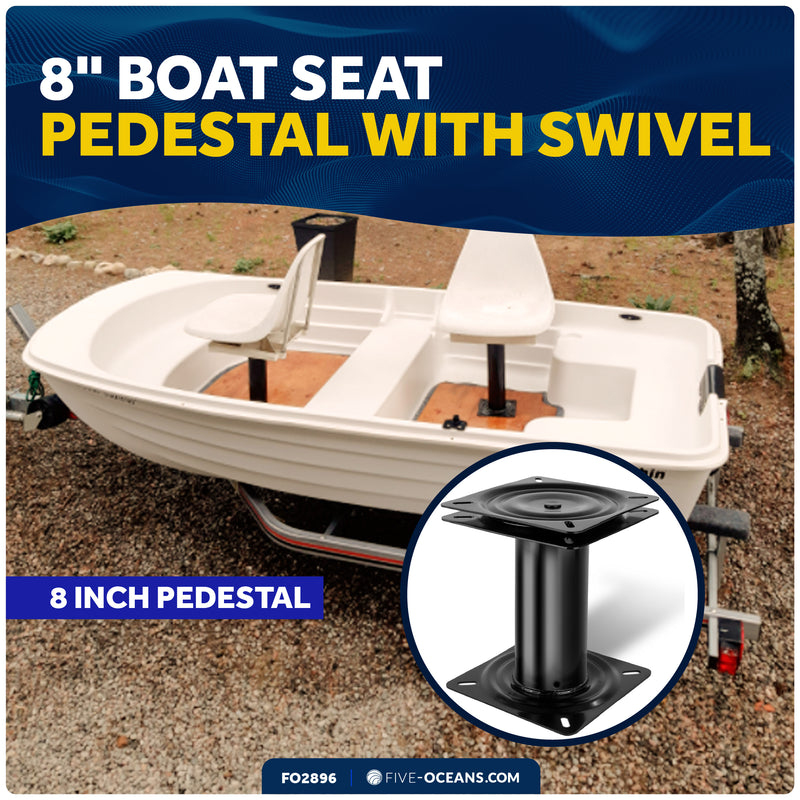 Seat Pedestal with Swivel, Fixed Height 8", Black EDC Steel - FO2896 - Five Oceans