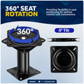 Seat Pedestal with Swivel, Fixed Height 8", Black EDC Steel - FO2896 - Five Oceans