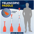 Floating Emergency Telescoping Paddle 21"-42", T-Grip, Orange, 2-Pack - FO2898-M2 - Five Oceans