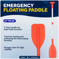 Floating Emergency Telescoping Paddle 21"-42", T-Grip, Orange - FO2898 - Five Oceans