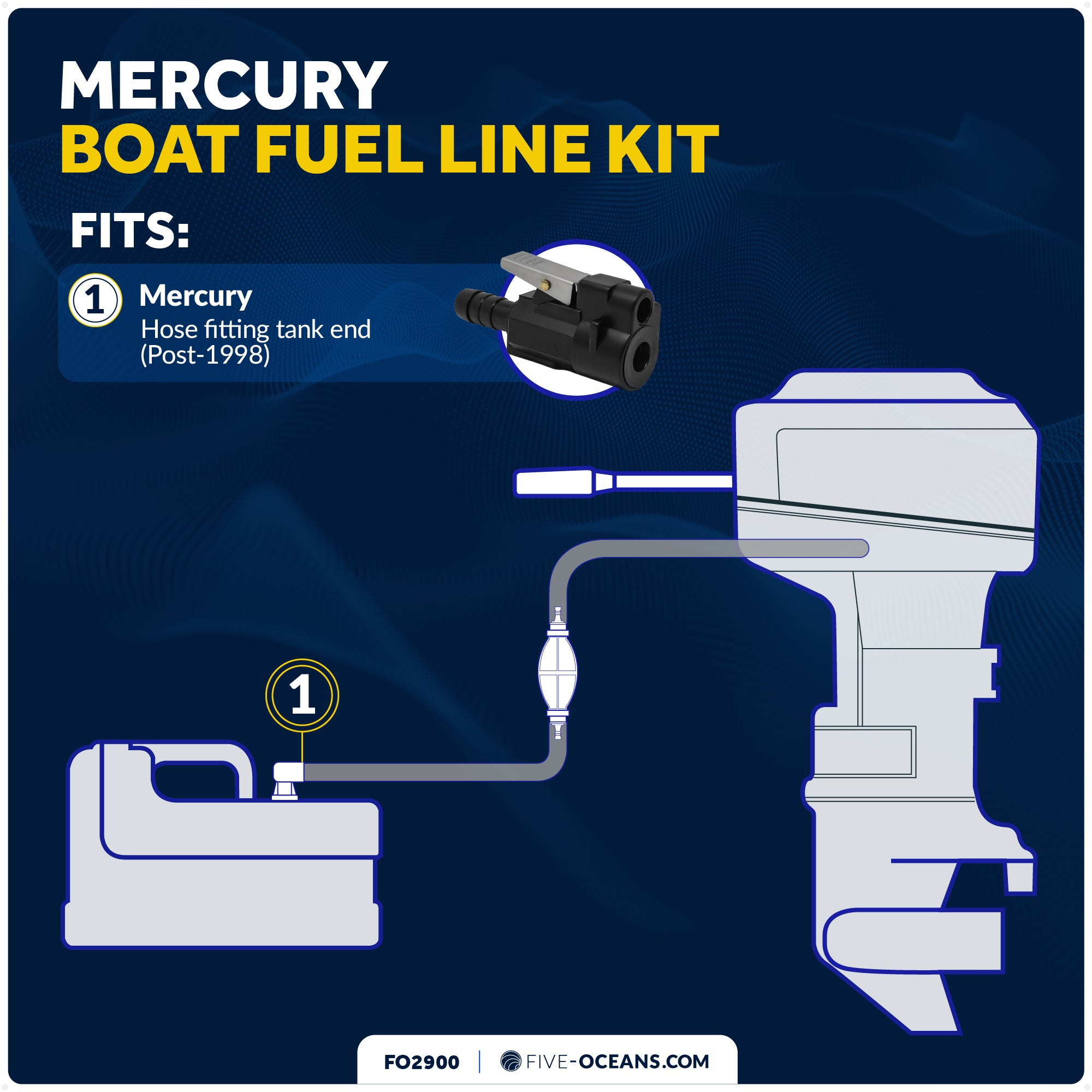 Mercury 3/8" Barb Female Fuel Line Tank End Connector (Post-1998) - FO2900
