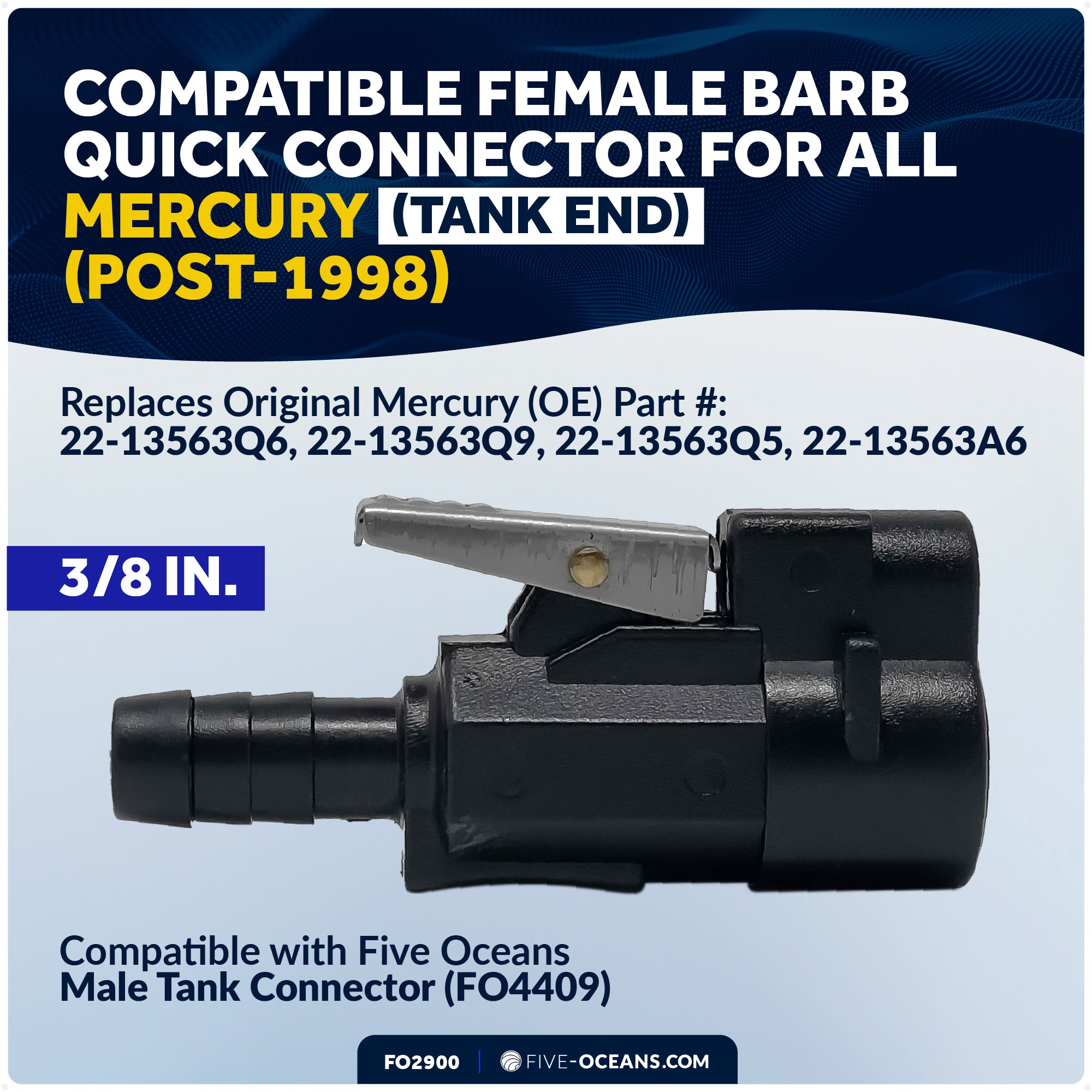 Mercury 3/8" Barb Female Fuel Line Tank End Connector (Post-1998) - FO2900