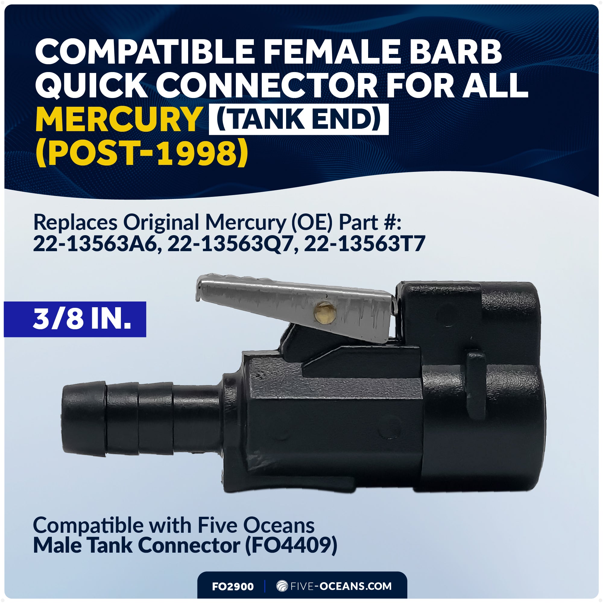 Mercury 3/8" Barb Female Fuel Line Tank End Connector (Post-1998) - FO2900