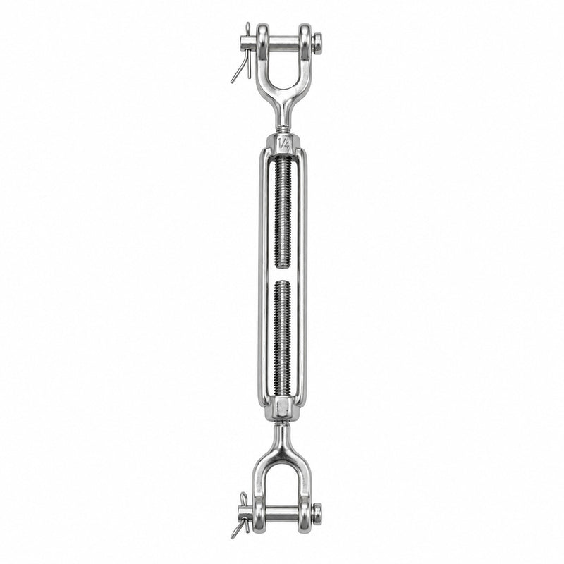 1/4" x 4" (M6 x 102 mm) Jaw & Jaw Turnbuckle, Open Body, 316 Stainless Steel