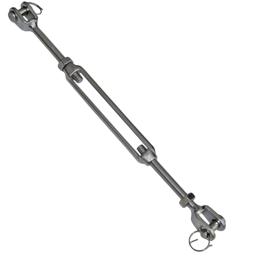 5/16" x 4-1/4" (M8 x 108 mm) Jaw & Jaw Turnbuckle, Open Body, 316 Stainless Steel – FO2948 - Five Oceans