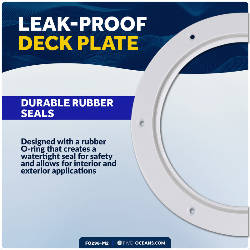 4" Deck Plate, Round, White 2-Pack - FO296-M2 - Five Oceans