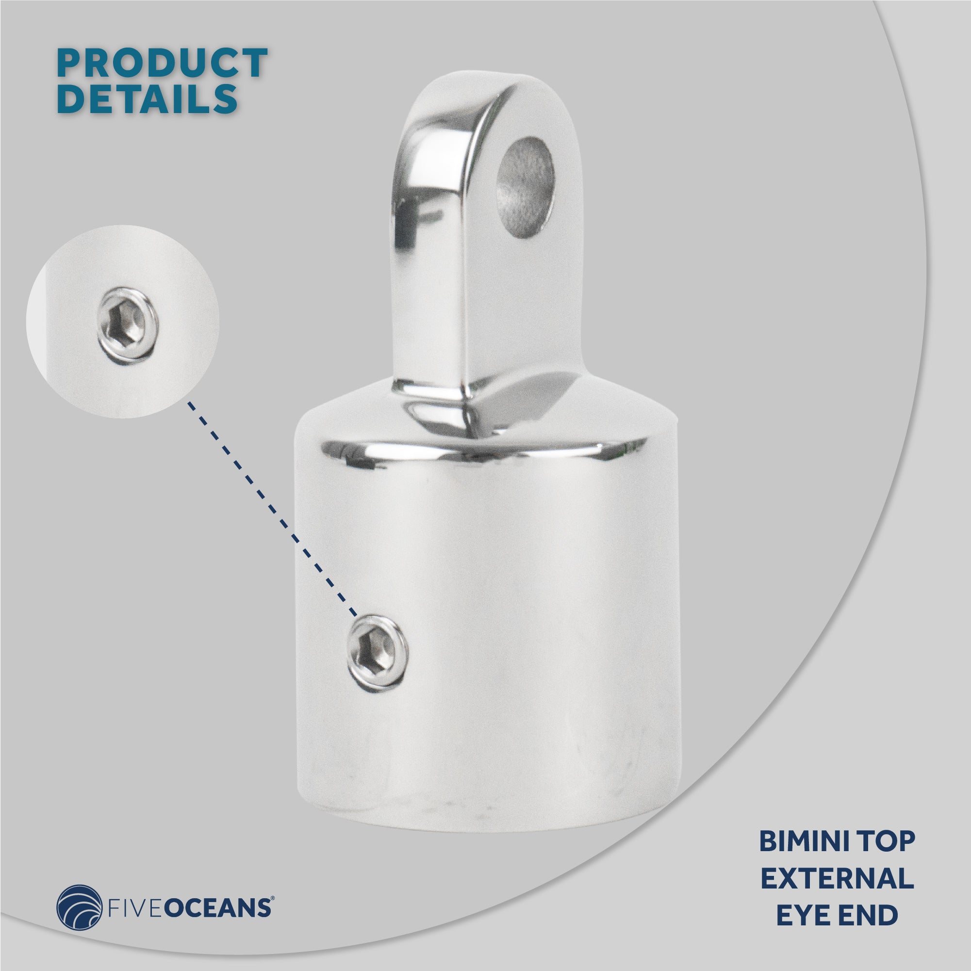 Bimini Top Hardware 1" External End Eye, AISI316 Stailess Steel - FO2961 - Five Oceans