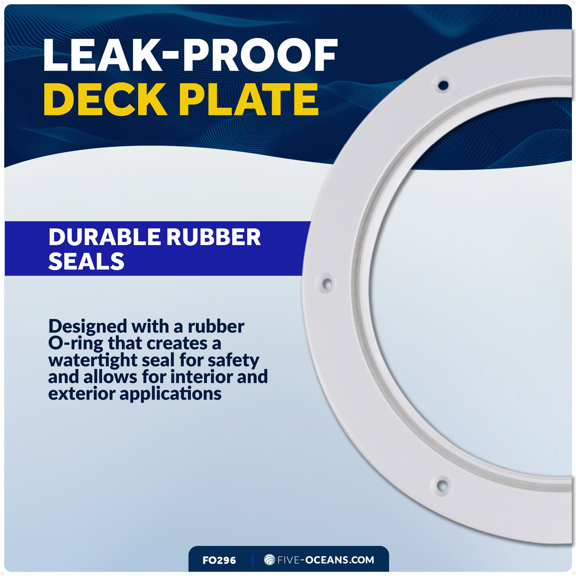 4" Deck Plate, Round, White - FO296 - Five Oceans