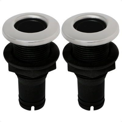 3/4" Thru-Hull Fitting, Black Nylon & Stainless Steel Head, 2-Pack – FO2995-M2 - Five Oceans