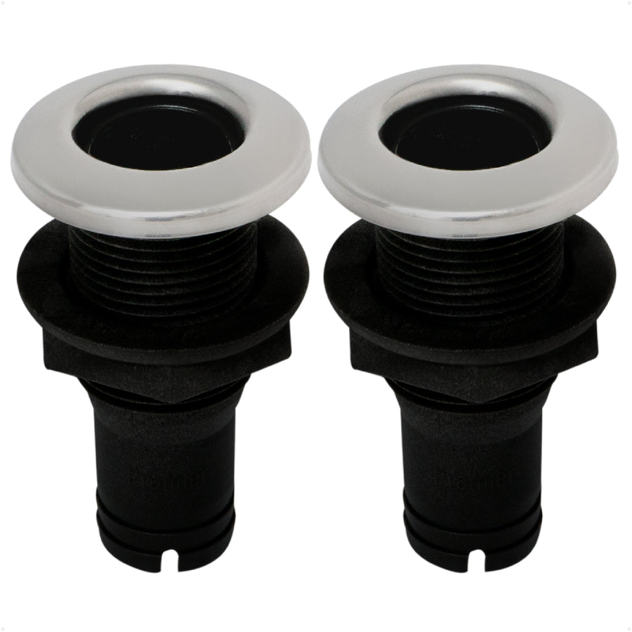 3/4" Thru-Hull Fitting, Black Nylon & Stainless Steel Head, 2-Pack – FO2995-M2 - Five Oceans