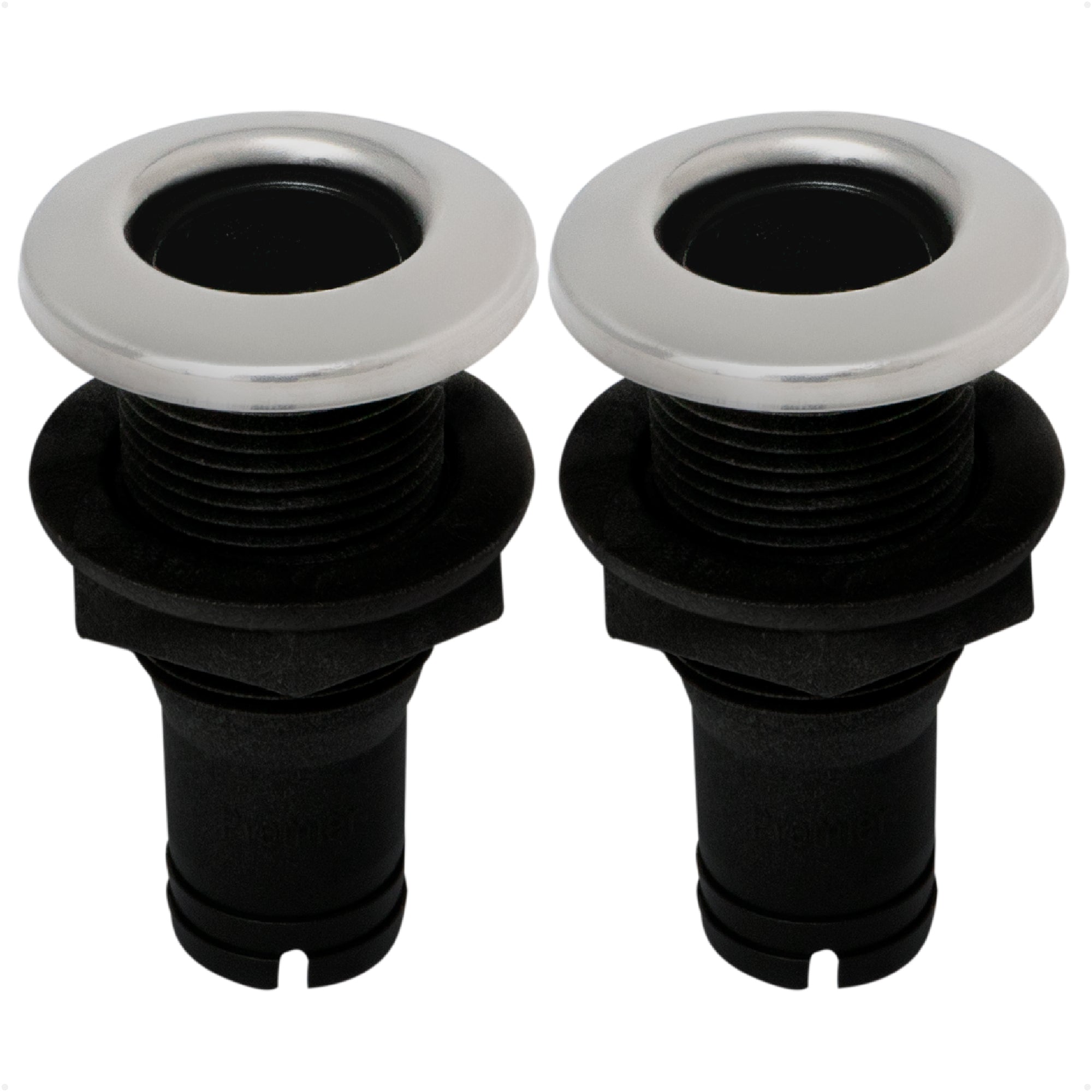 Thru Hull Fittings for Boats - 3/4" Hose, Black - 2-Pack - FO2995-M2