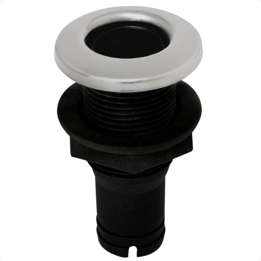 3/4" Thru-Hull Fitting, Black Nylon & Stainless Steel Head – FO2995 - Five Oceans