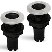 Thru Hull Fittings for Boats - 1" Hose, Black - 2-Pack - FO2996-M2 - Five Oceans