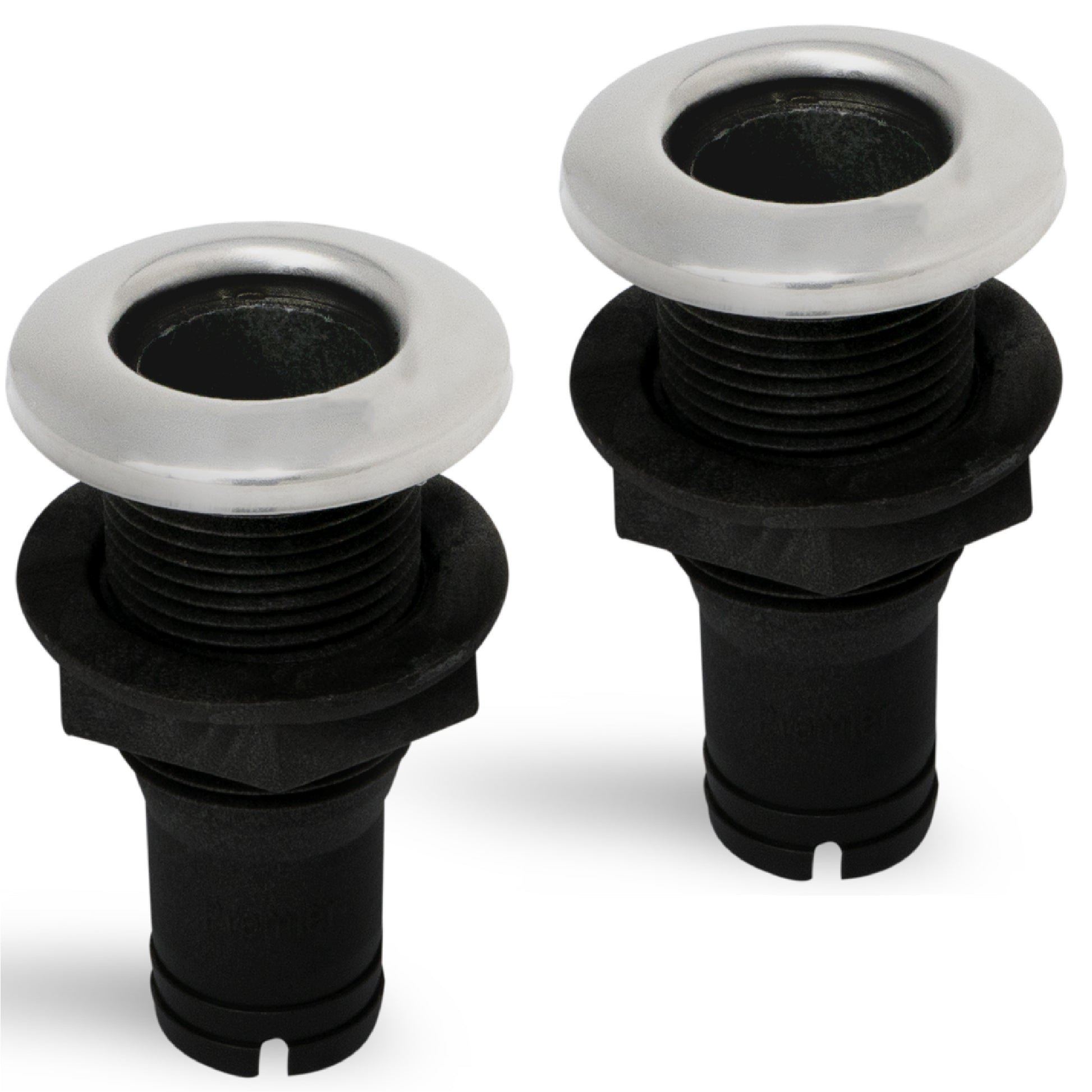 Thru Hull Fittings for Boats - 1" Hose, Black - 2-Pack - FO2996-M2 - Five Oceans