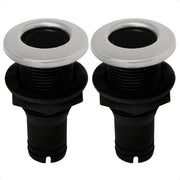 Thru Hull Fittings for Boats - 1" Hose, Black - 2-Pack - FO2996-M2
